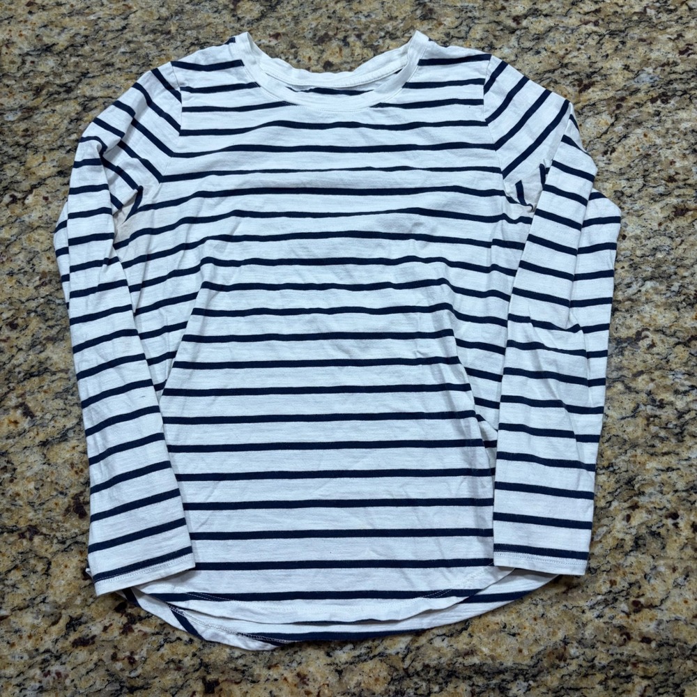 Old Navy EveryWear Striped Long Sleeve T-Shirt Womens Small Navy White Nautical